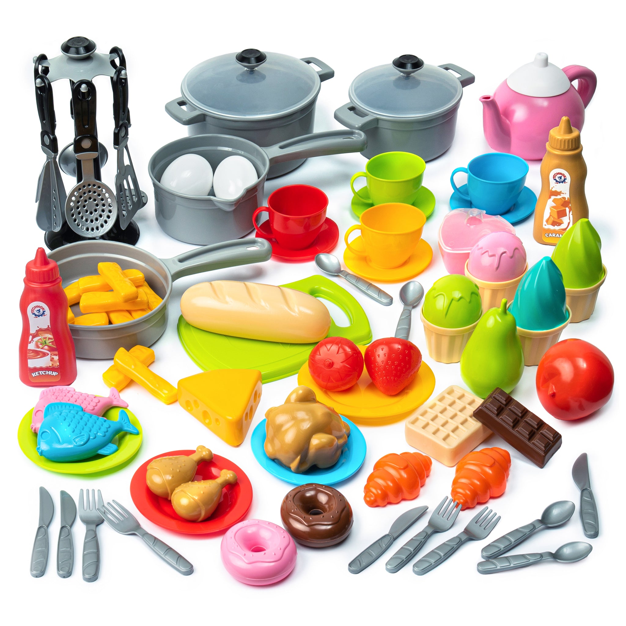 TECHNOK 83PCS Pretend Play Kitchen Toys Cookware with Play Food Toy Se UToyz Toy Store