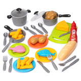 TECHNOK 66PCS Pretend Play Kitchen Toys Cookware with Play Food Toy Set - Pretend Play Toy Kitchen Set - Cooking Stove and Accessories, Tableware Dish Set (4 Persons)