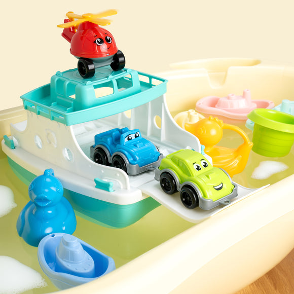 Ferry Boat Toys Set with Helicopter 2 Cars | Baby Bath Toys for