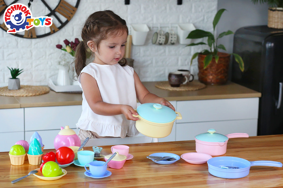 TECHNOK Kids Play Kitchen Accessories 49 Pcs Play Dishes Cookware Se UToyz Toy Store