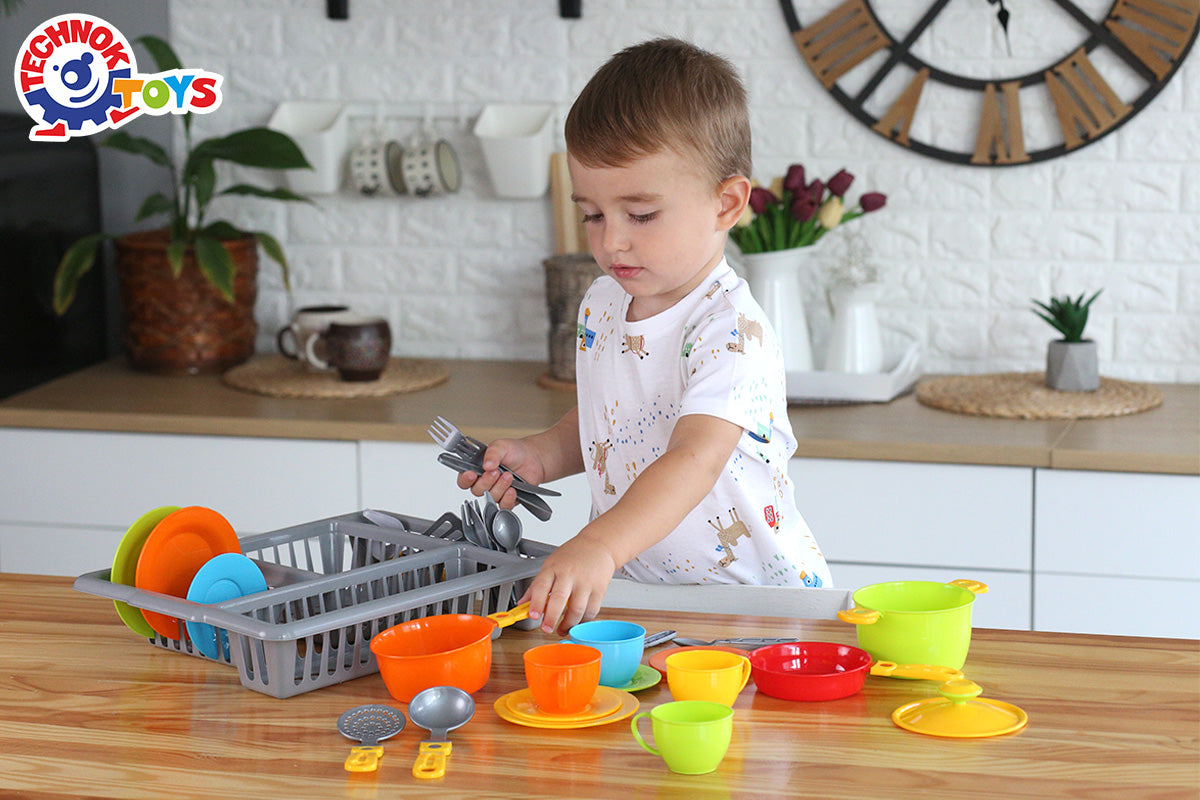 TECHNOK Kids Play Kitchen Accessories - 49 Pcs Play Dishes